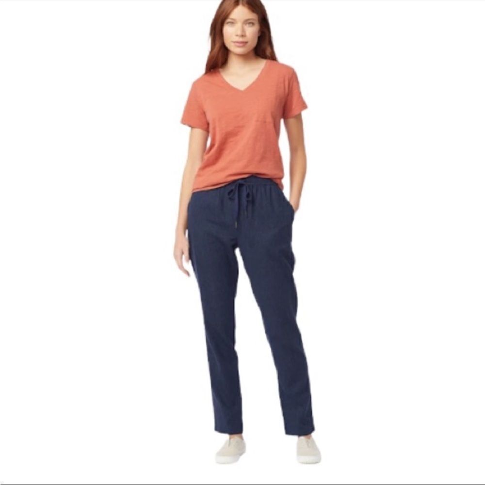 Pendleton Blue Linen Blend Pull-On Drawstring Pan… - image 1